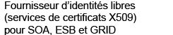 Fournisseur d'identités libres (services de certificats X509) pour SOA, ESB et GRID